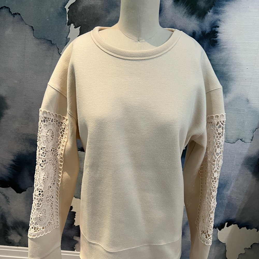 Zara Oversized Crochet Sleeve Sweatshirt